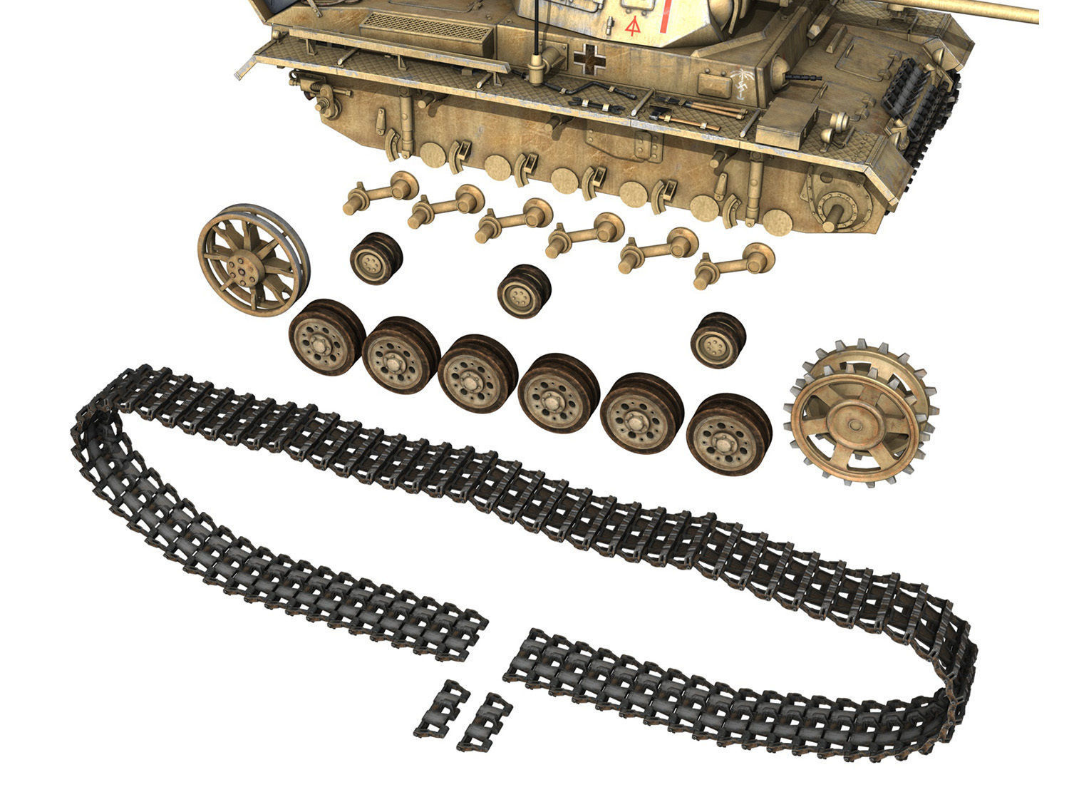 PzKpfw III - Ausf J - DAK - 1 3D model_9