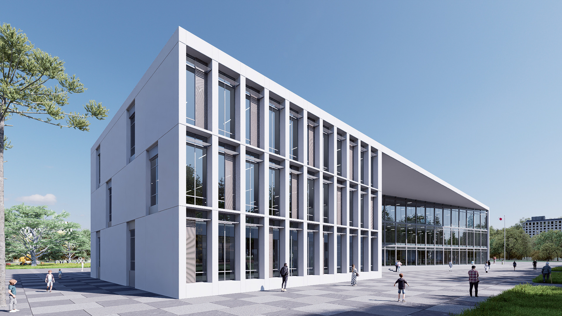 Modern building Low-poly 3D model_2