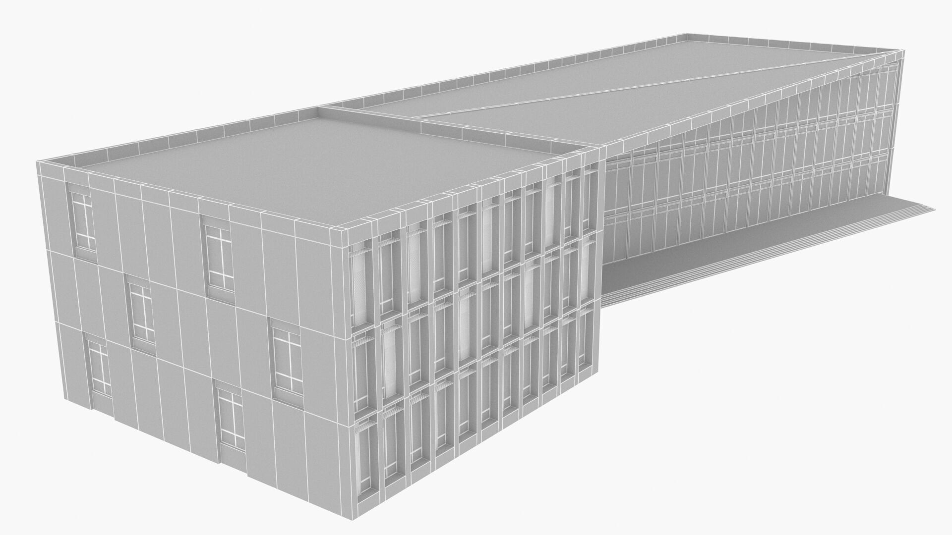 Modern building Low-poly 3D model_18