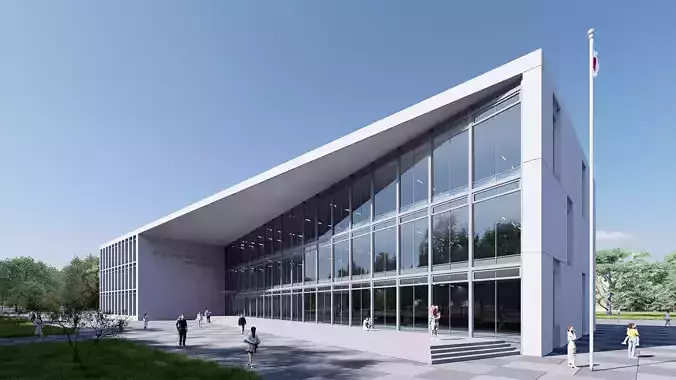 Modern building Low-poly 3D model