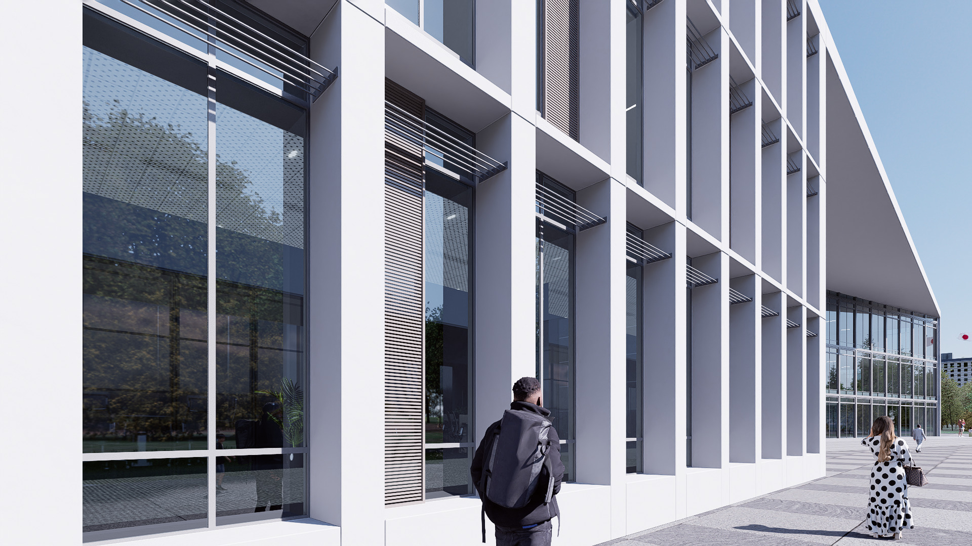 Modern building Low-poly 3D model_4