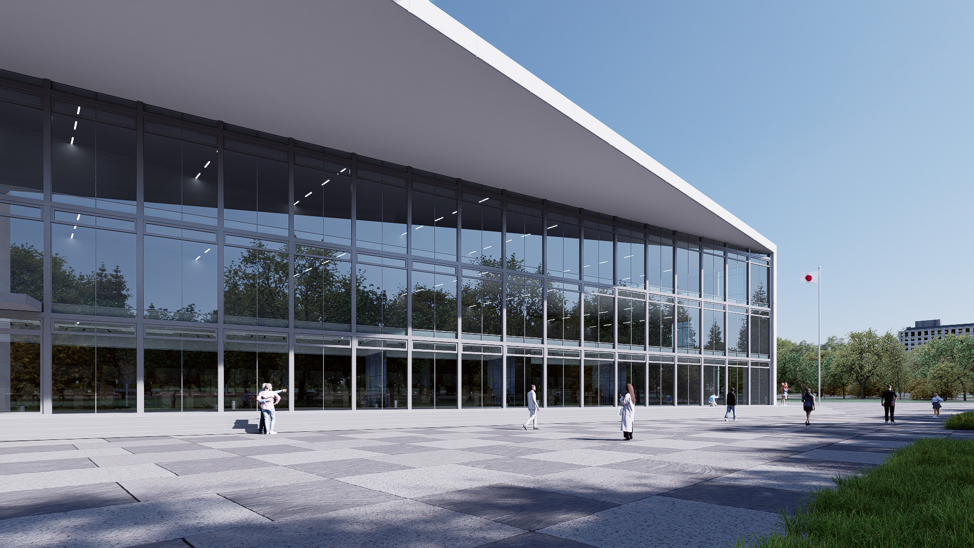 Modern building Low-poly 3D model_6