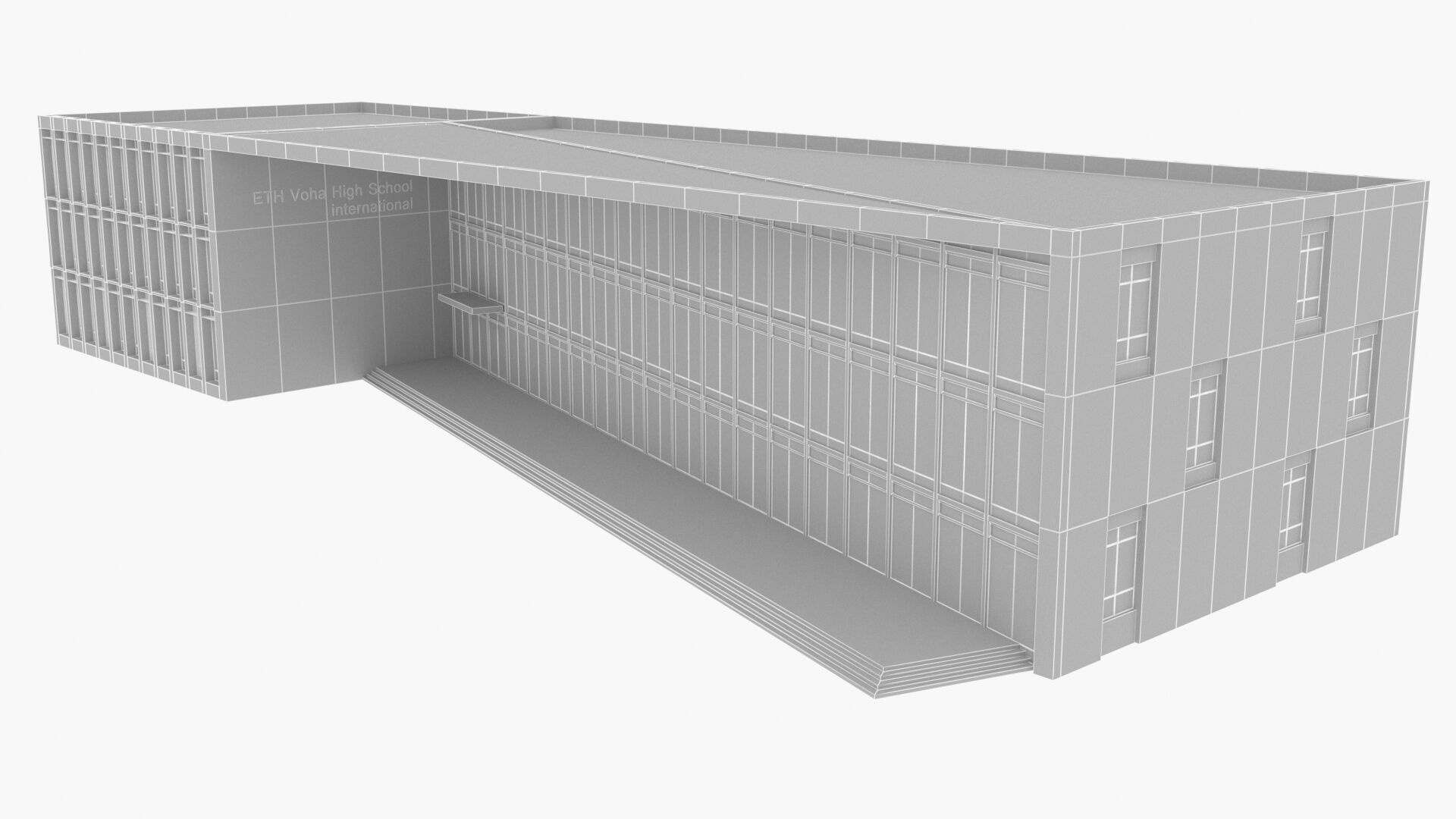 Modern building Low-poly 3D model_16