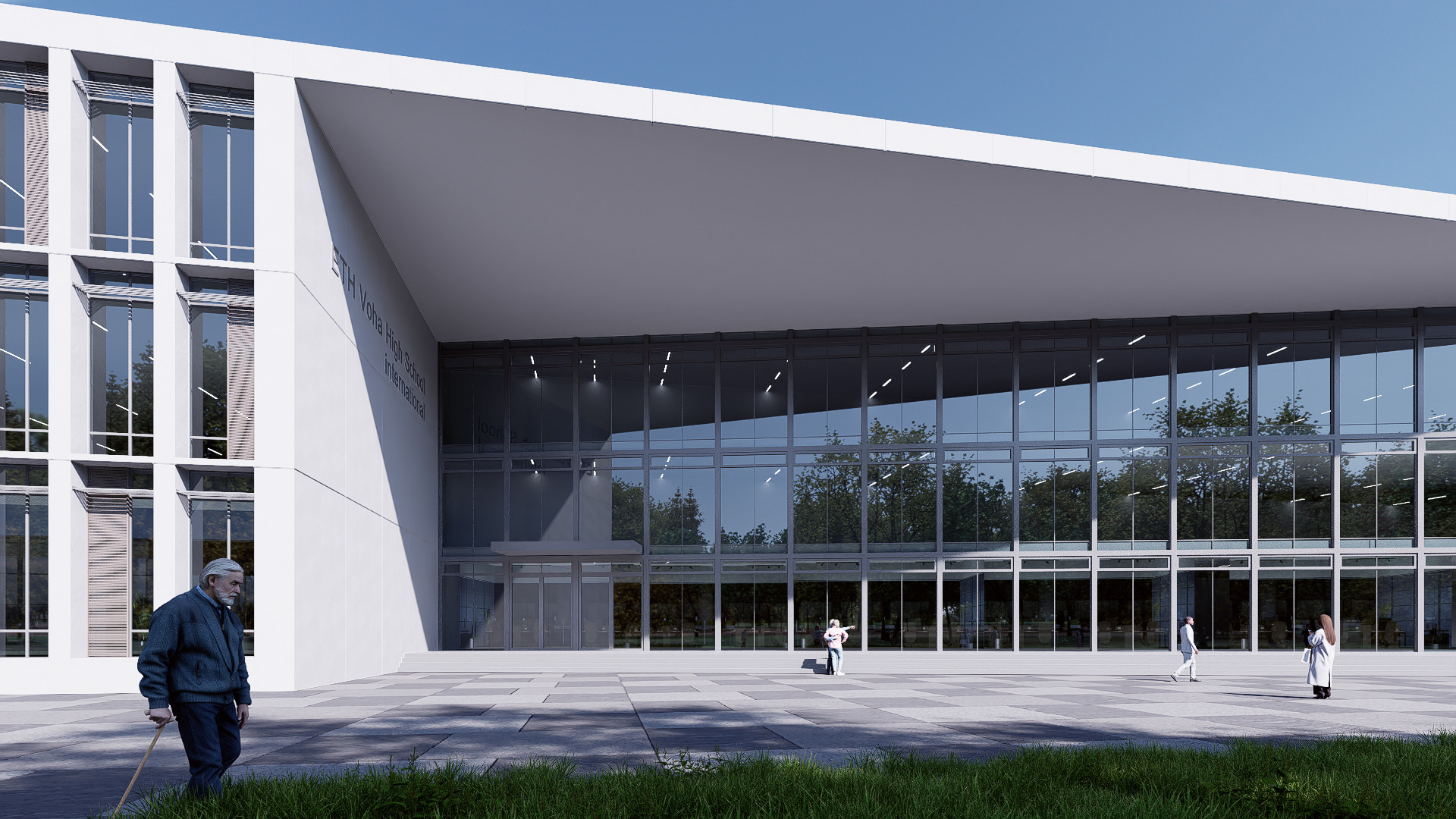 Modern building Low-poly 3D model_5