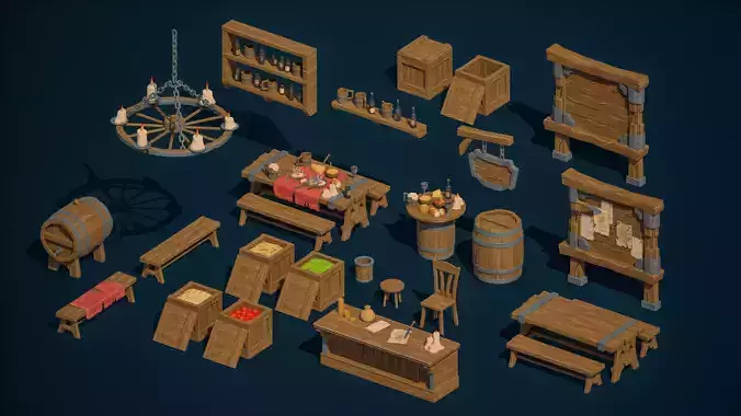 Stylized Medieval Tavern Asset Pack  Game-Ready PBR