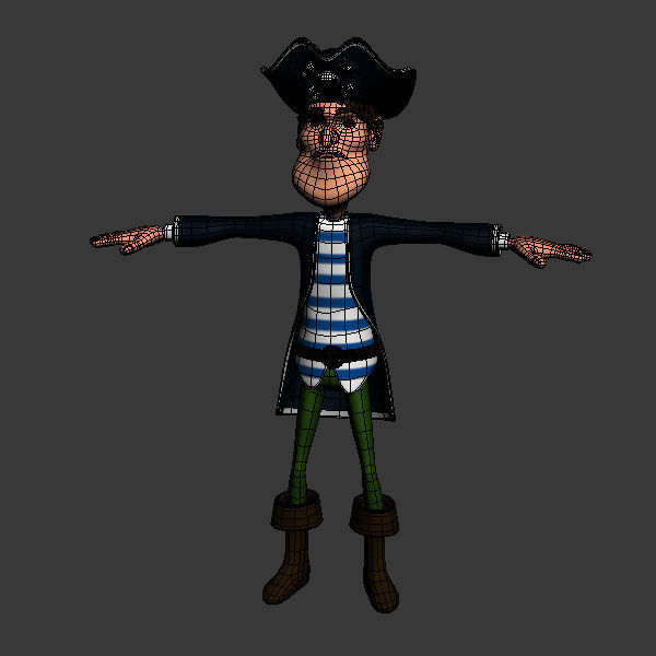 Pirate man Cartoon Rigged  3D model_9