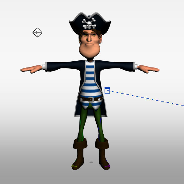 Pirate man Cartoon Rigged  3D model_5