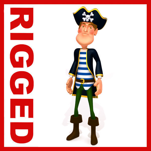 Pirate man Cartoon Rigged  3D model_1