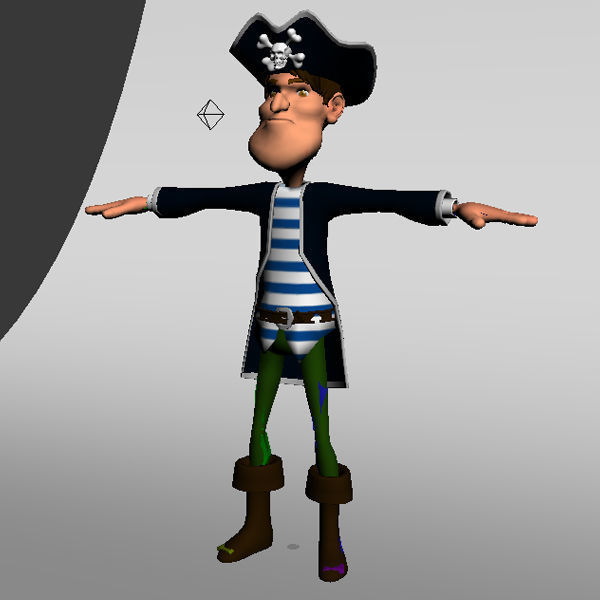 Pirate man Cartoon Rigged  3D model_15