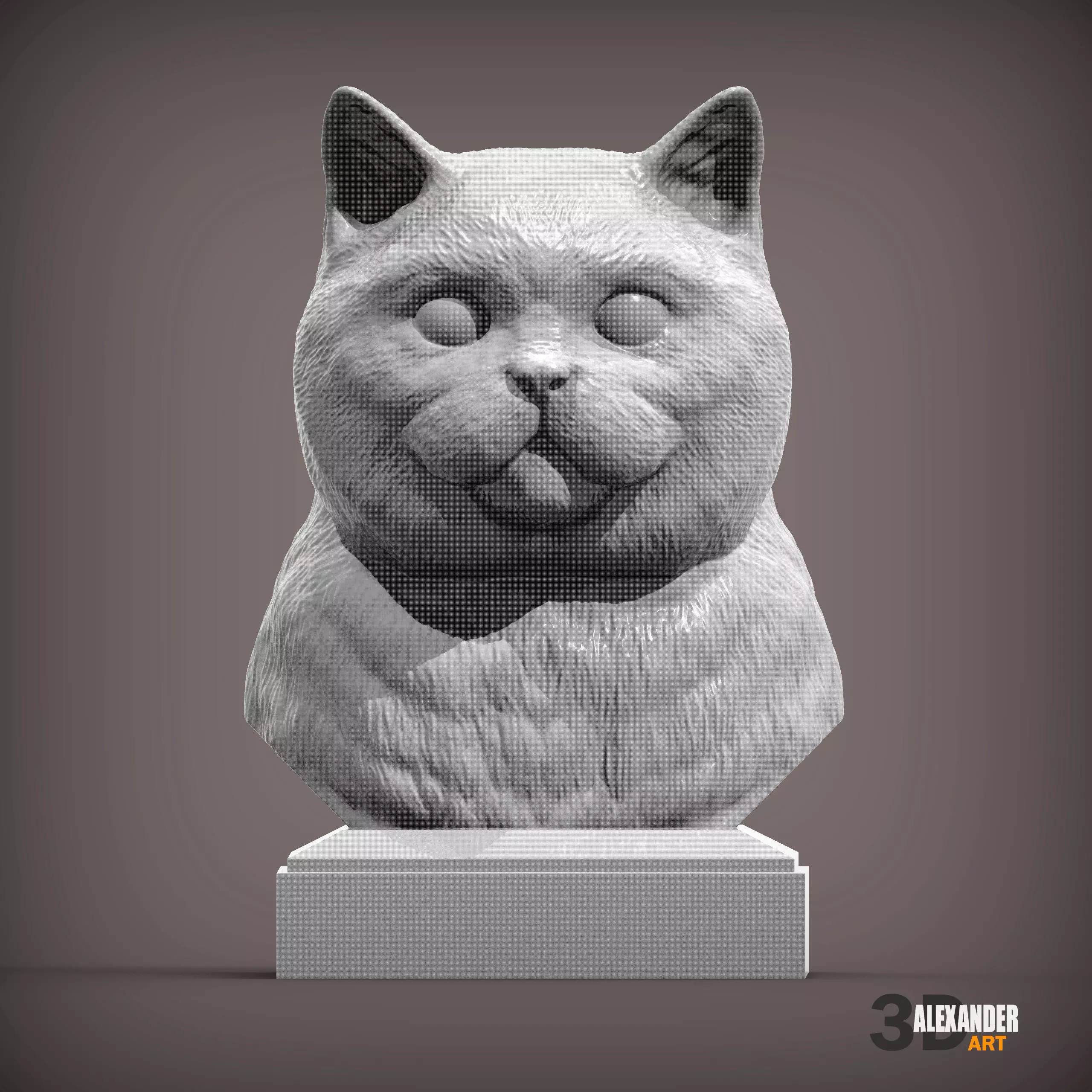 British Shorthair Cat Bust 3D print model_0