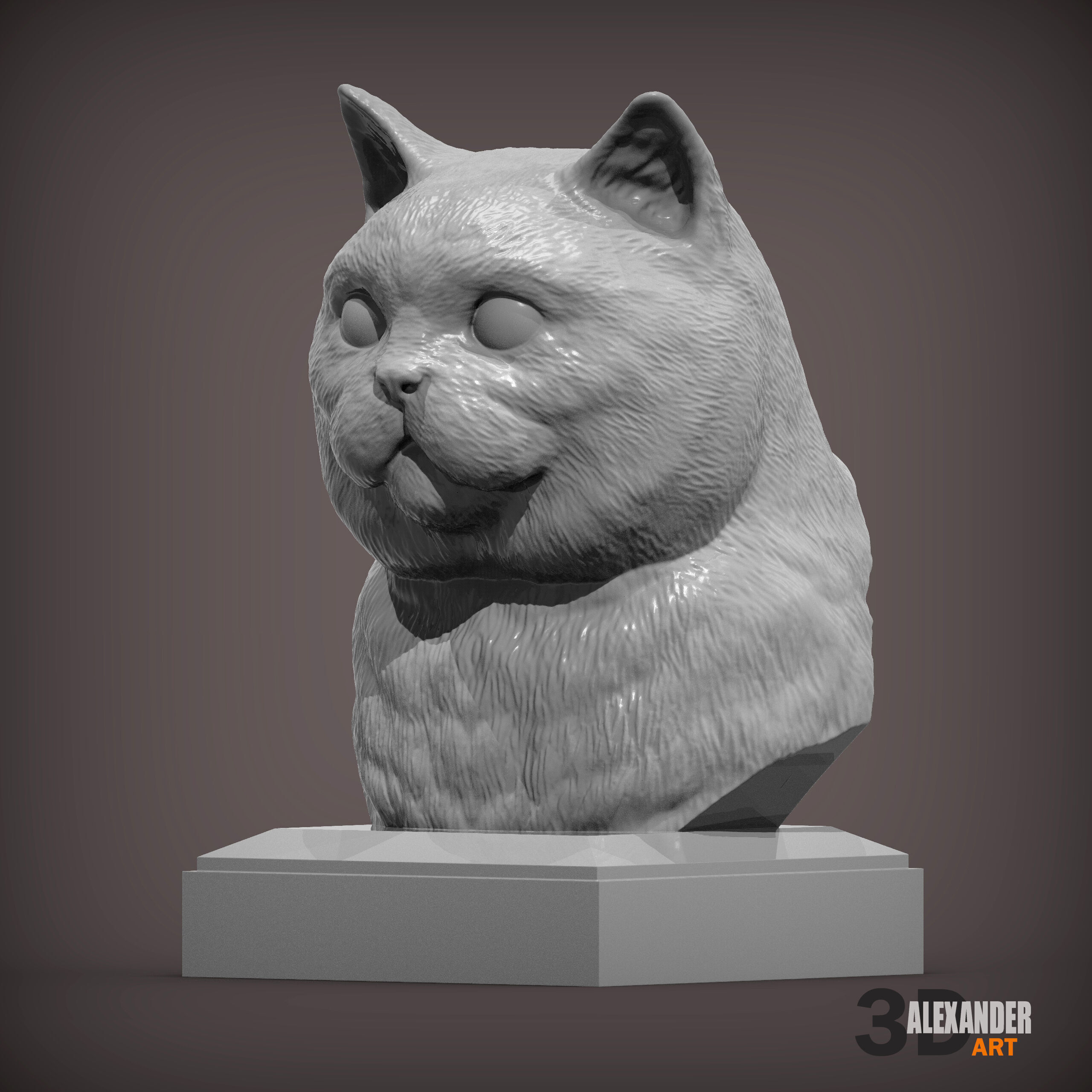 British Shorthair Cat Bust 3D print model_1