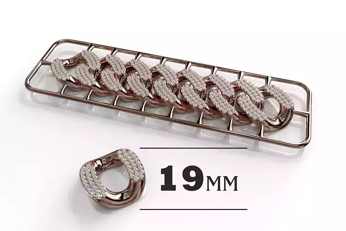 19mm Wide CUBAN Link Chain - HOLLOW FOR BRACELETS OR NECKLACE 3D print model