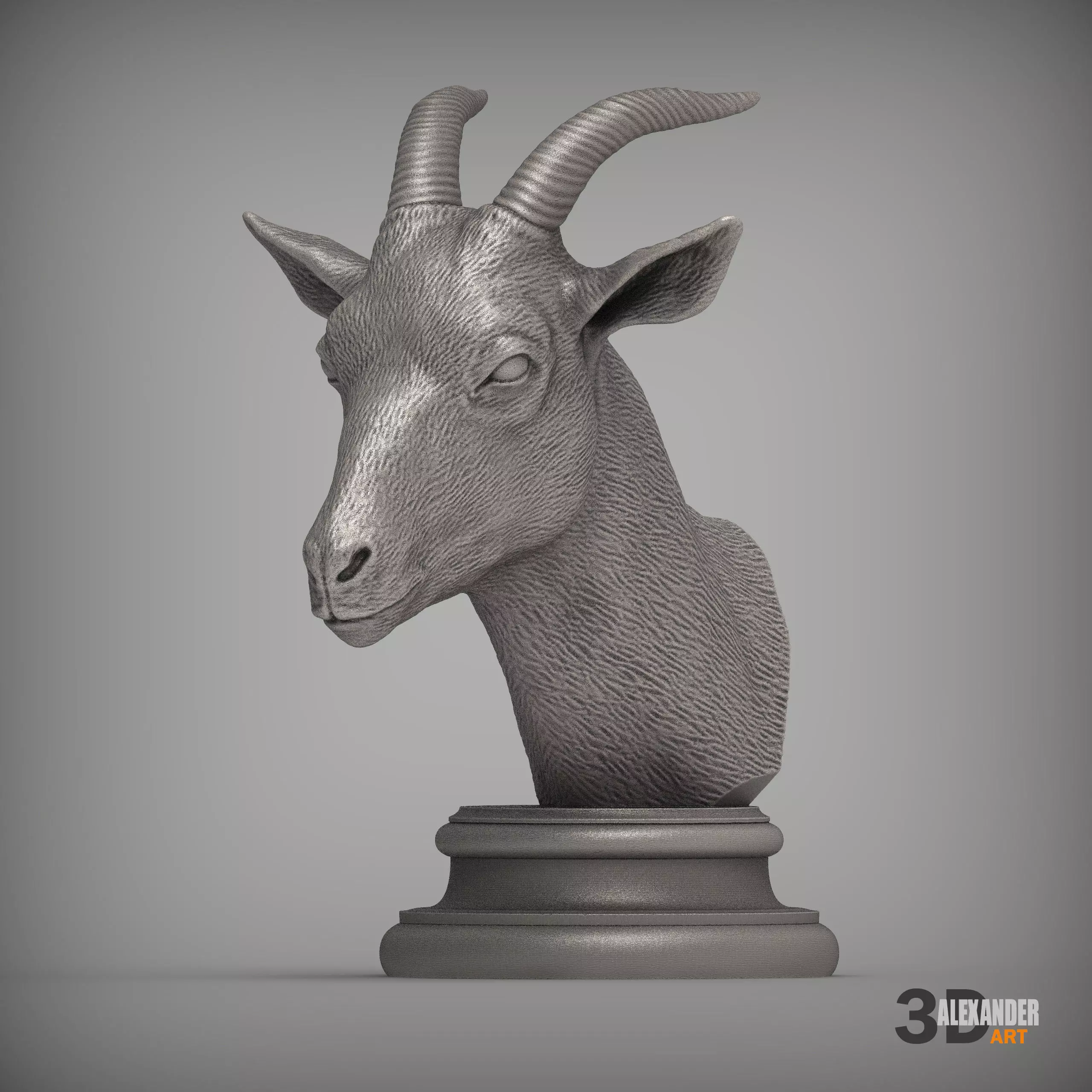 female goat bust 3D print model