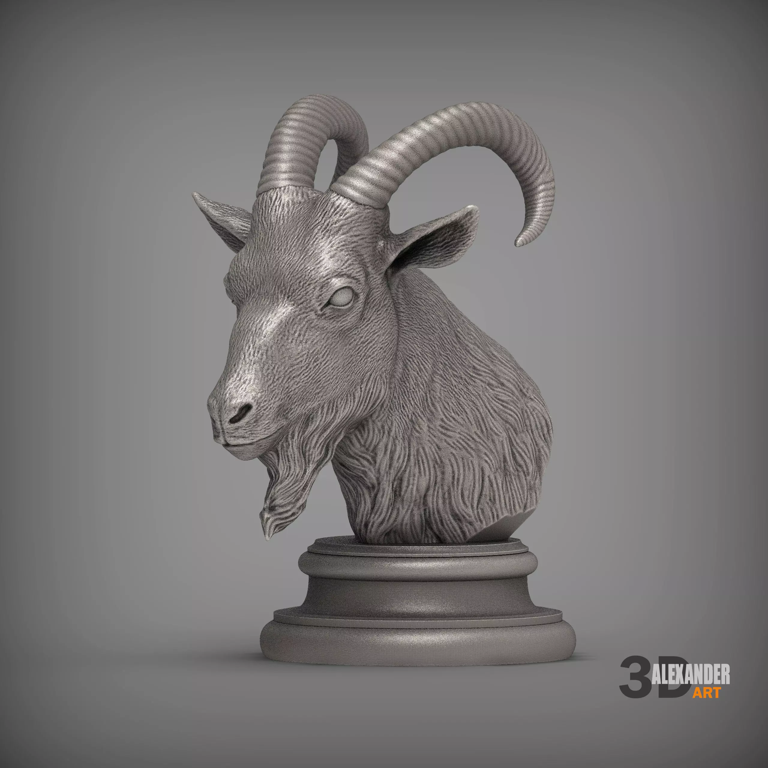 Goat bust 3D print model