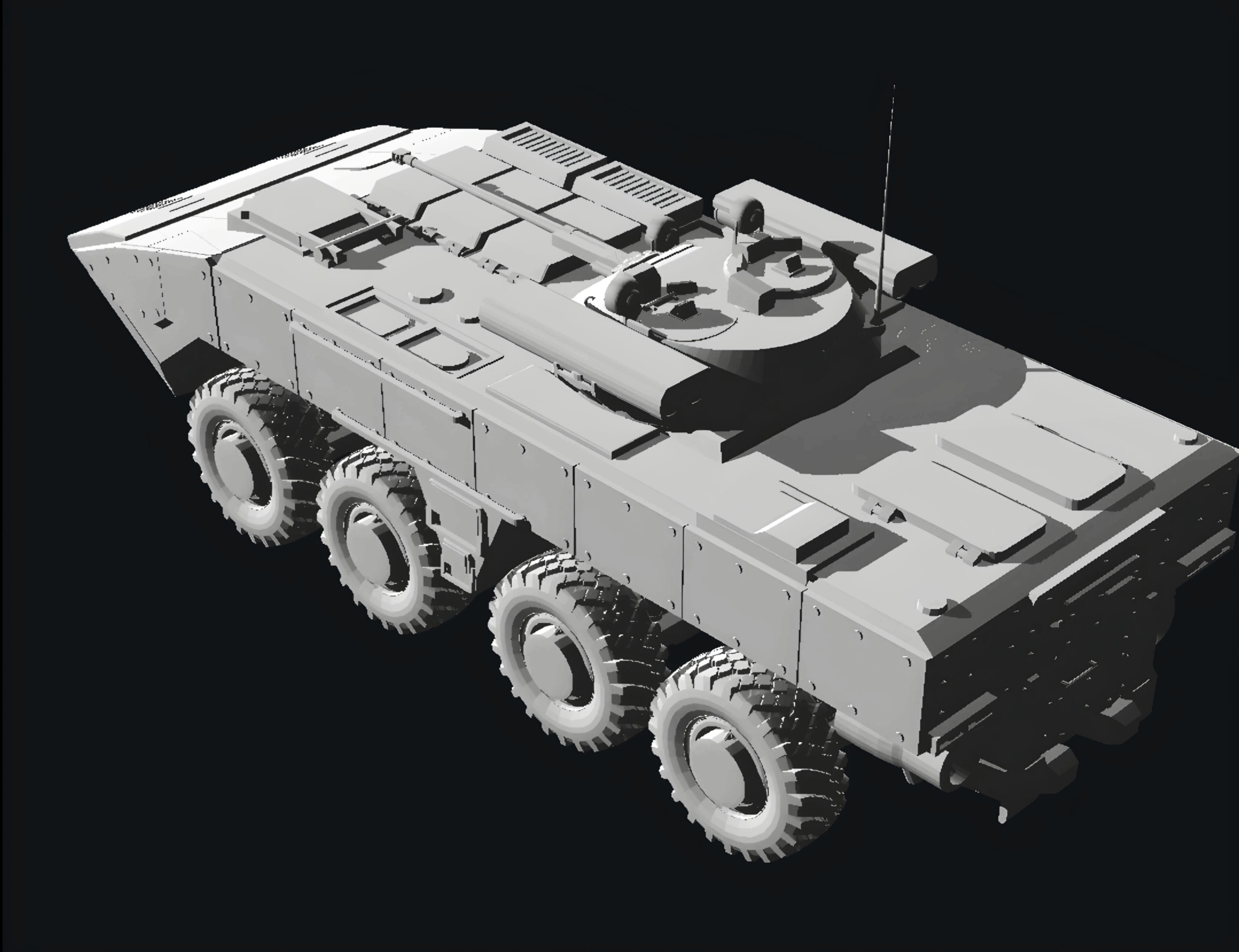 Bumerang 8x8 ifv with bmp2 turret 3D print model_3