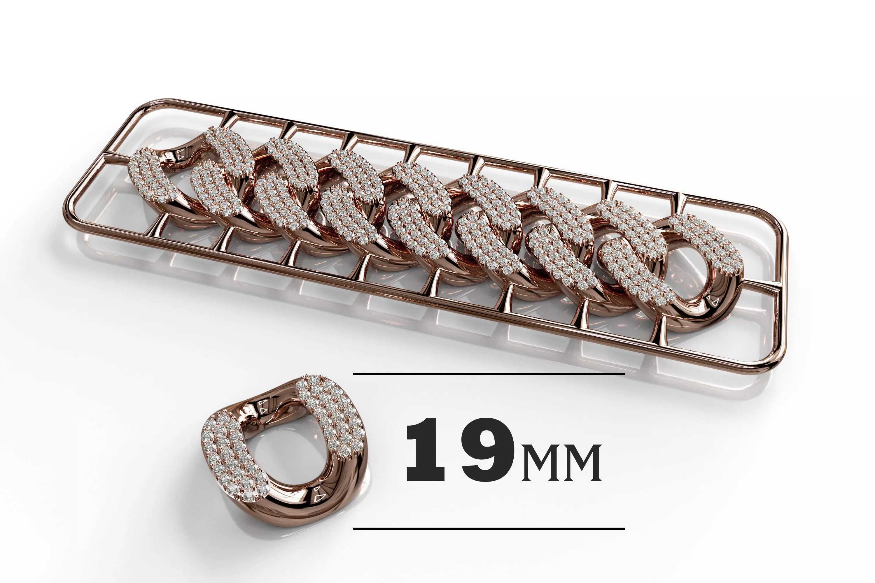 19mm Wide CUBAN Link Chain - SOLID FOR BRACELETS OR NECKLACE 3D print model