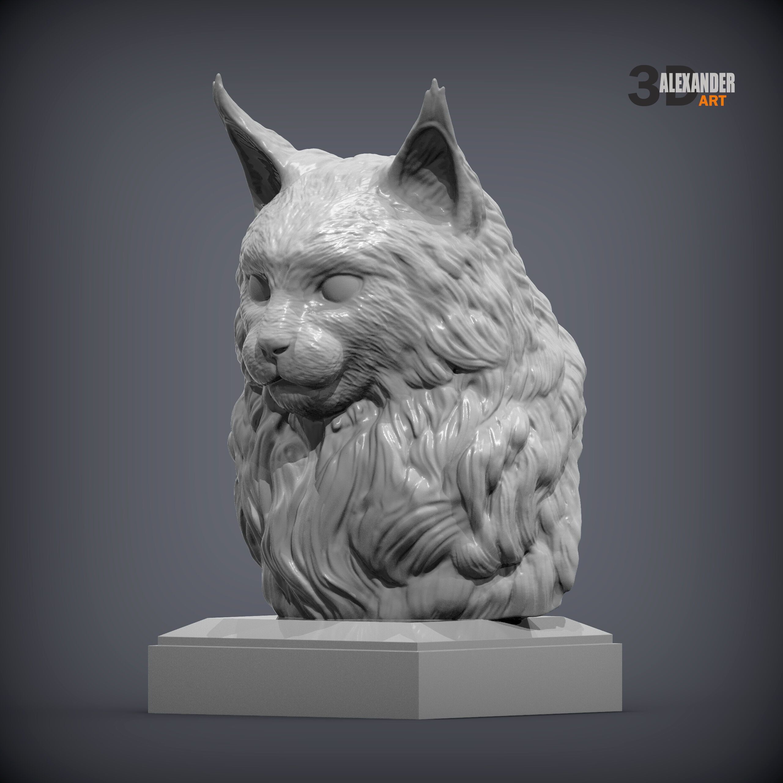 Maine Coon Bust 3D print model_1