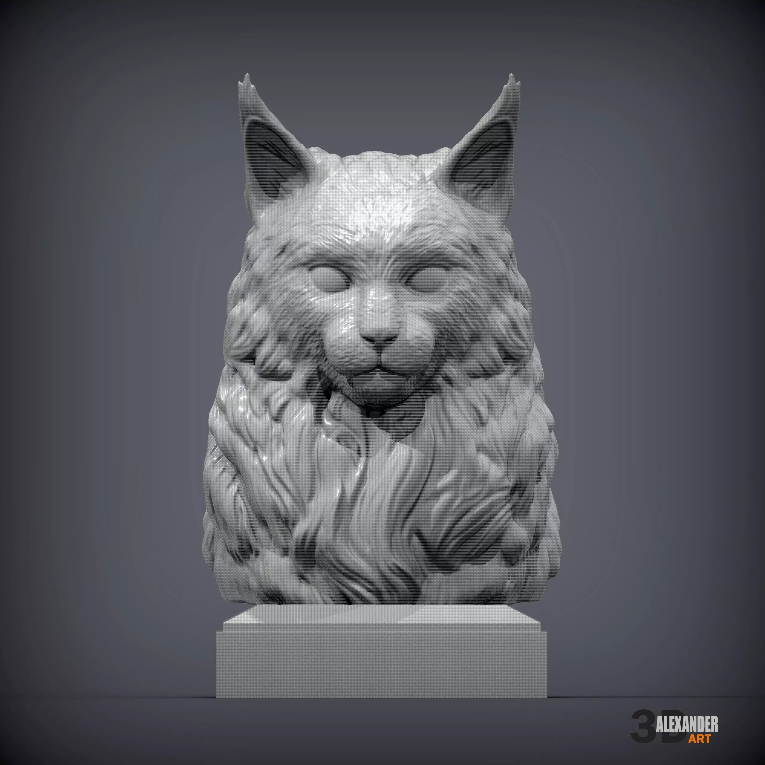 Maine Coon Bust 3D print model_0