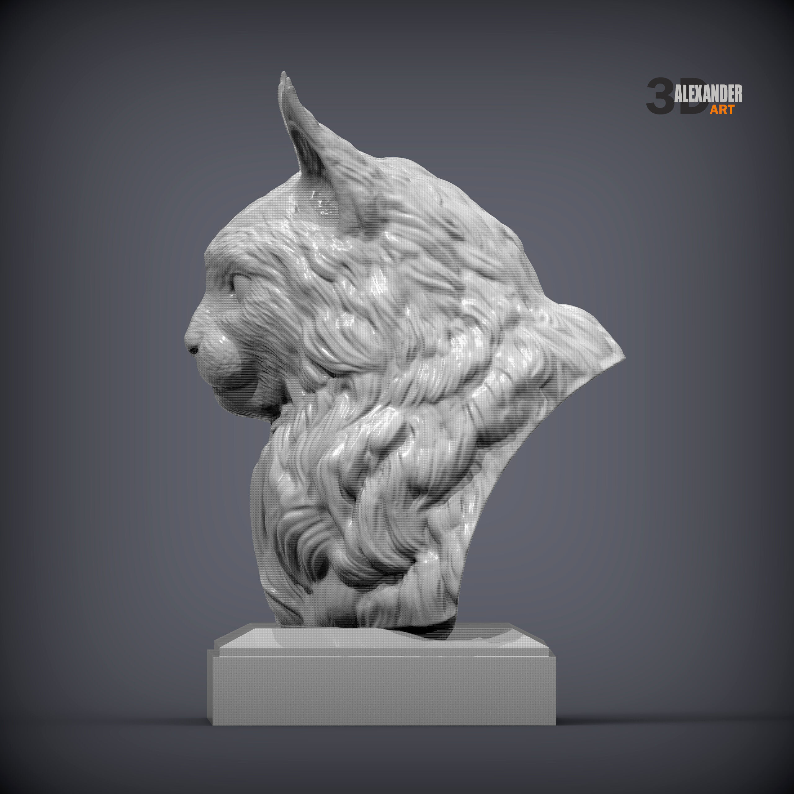 Maine Coon Bust 3D print model_2