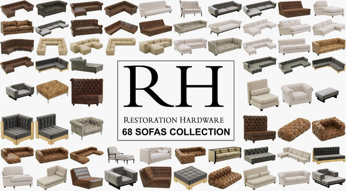 Restoration Hardware 68 Sofas set 3D model
