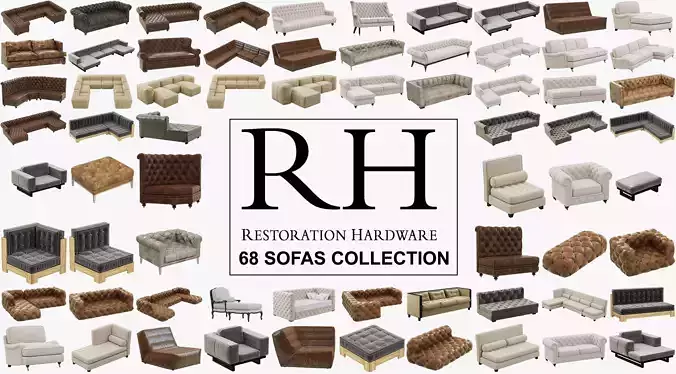 Restoration Hardware 68 Sofas set 3D model