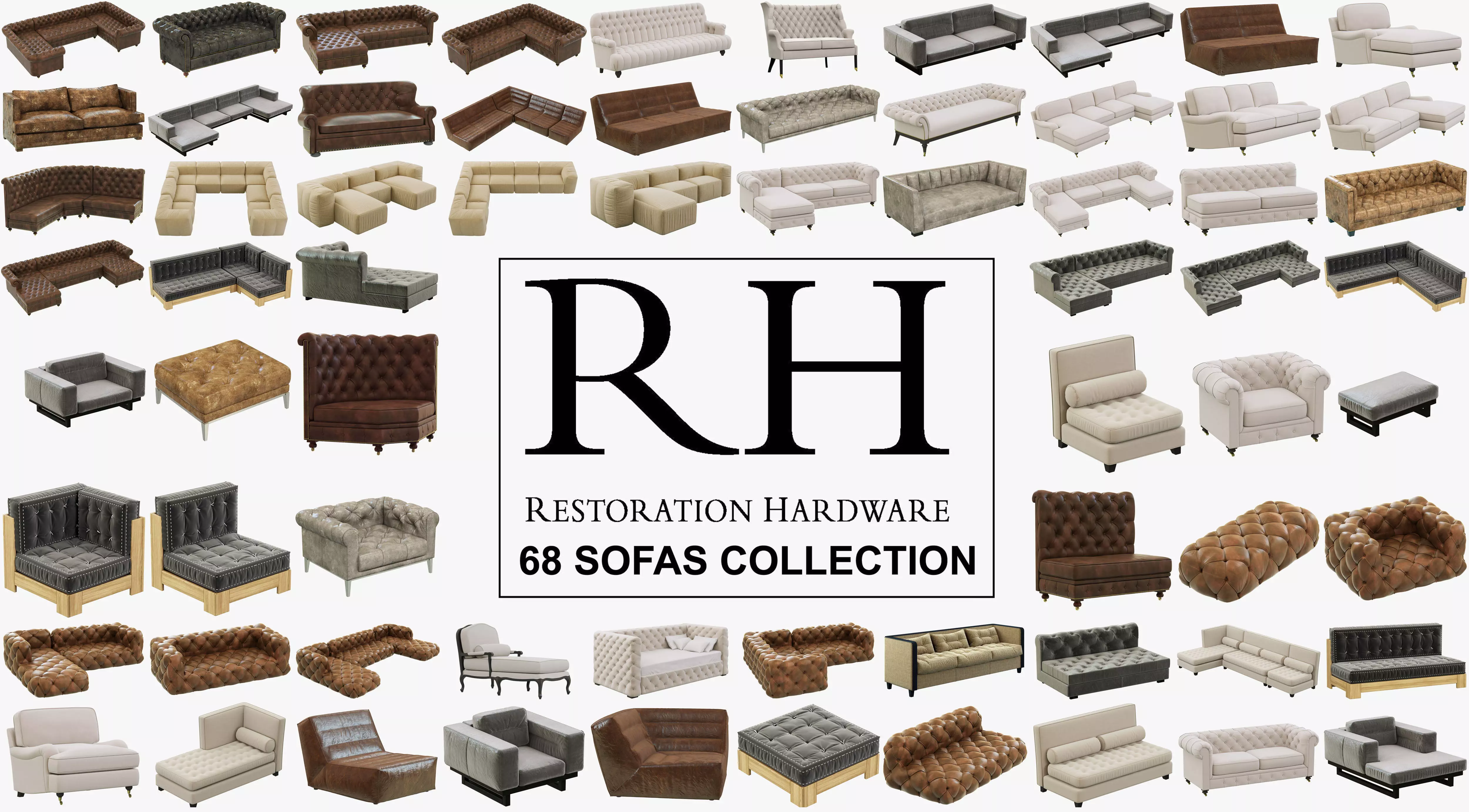 Restoration Hardware 68 Sofas set 3D model_0