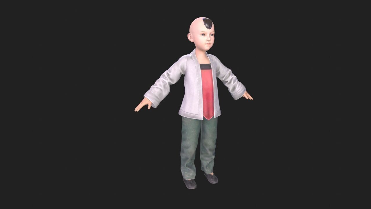 12 sets of complete movements for little boys Low-poly 3D model_6