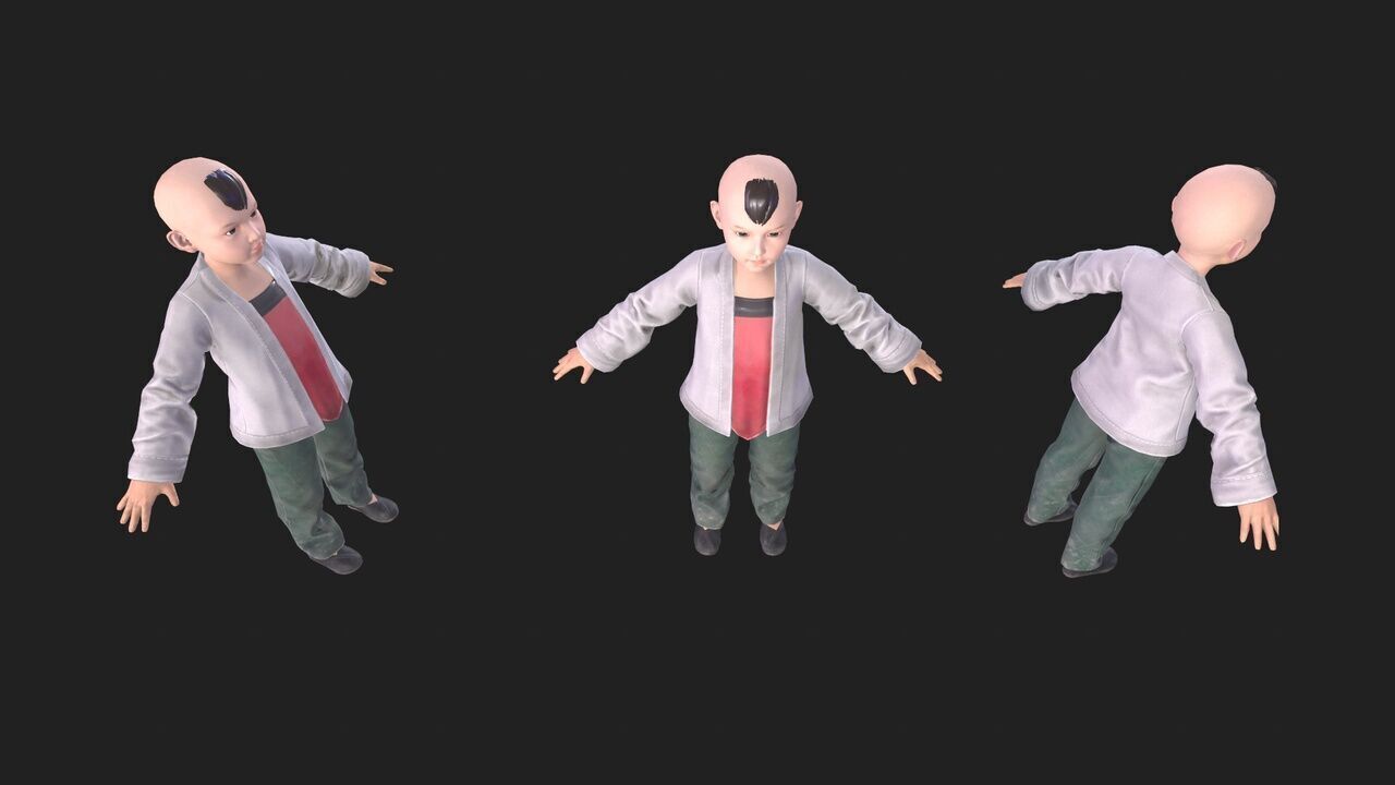 12 sets of complete movements for little boys Low-poly 3D model_5