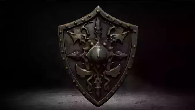 Medieval Cursed Shield High-poly 3D Model