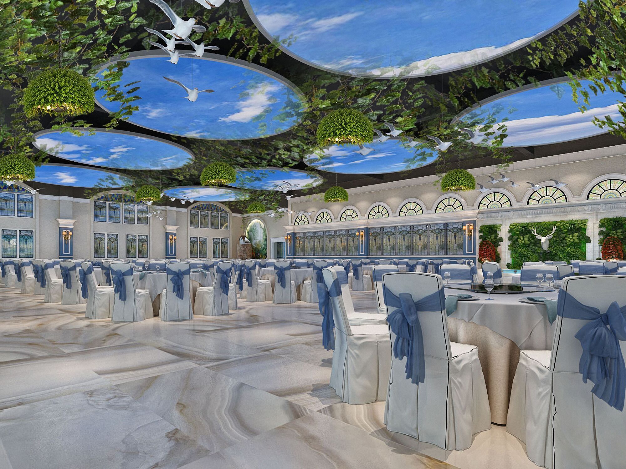 Hotel Banquet Hall 3D model_1