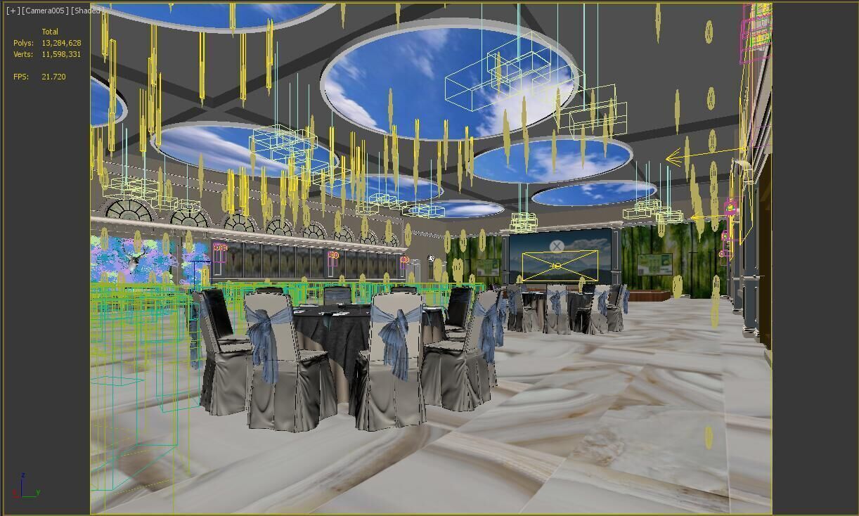 Hotel Banquet Hall 3D model_3