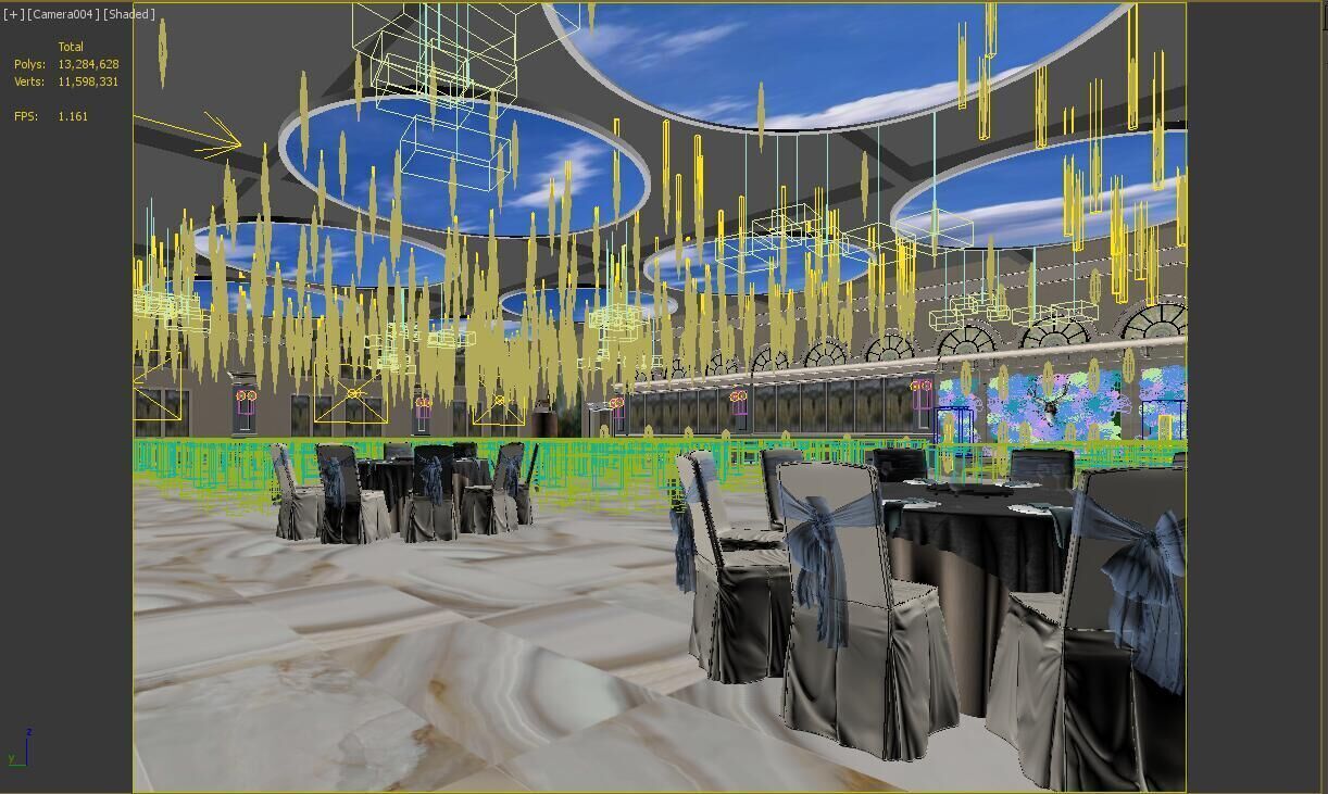 Hotel Banquet Hall 3D model_2