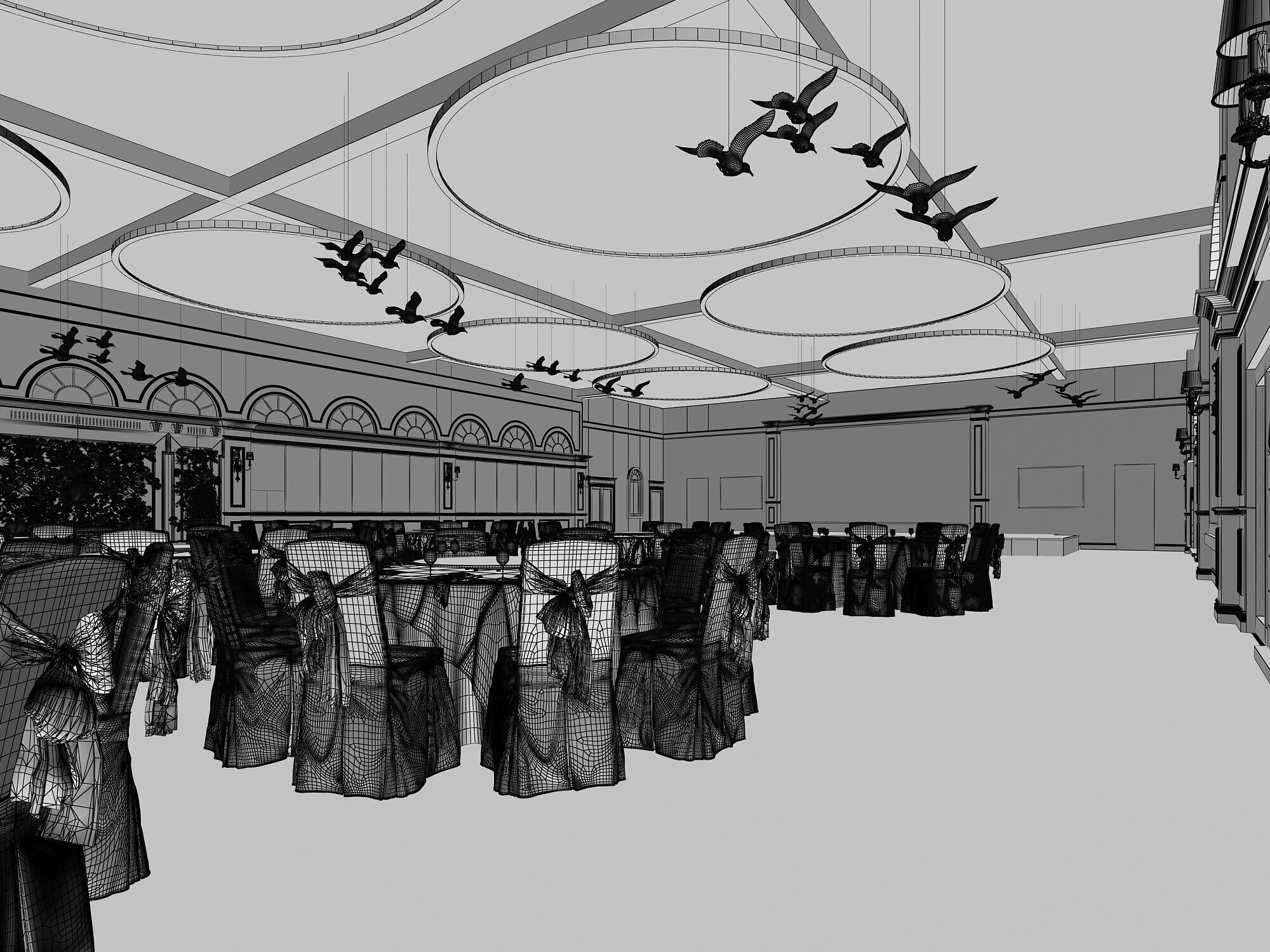 Hotel Banquet Hall 3D model_5