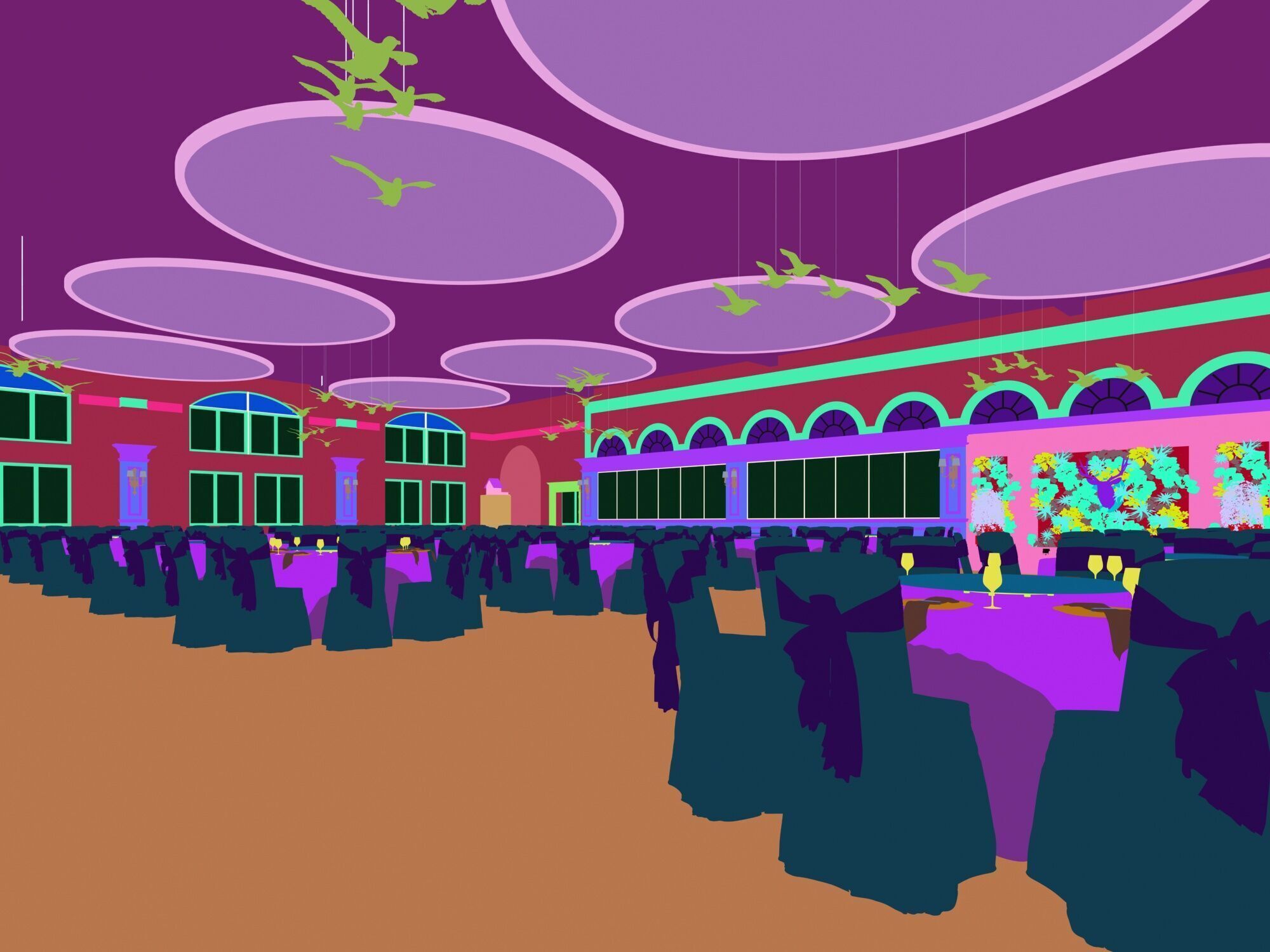 Hotel Banquet Hall 3D model_8