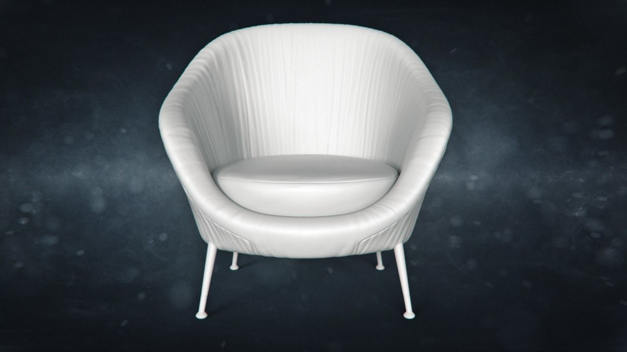 Armchair covered with cloth 3D model_1
