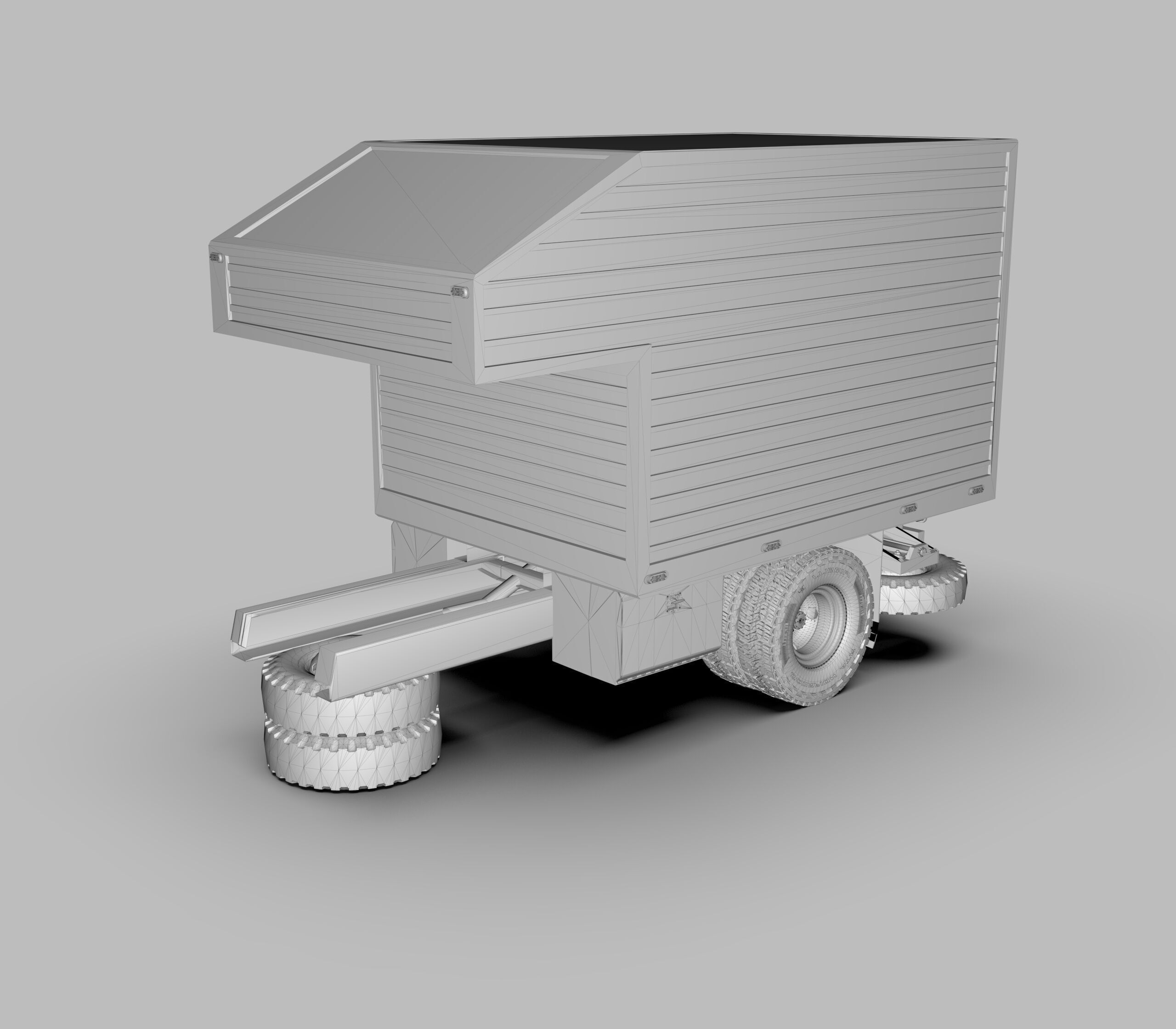 Aluminum Cargo Box Truck Low-poly 3D model_5