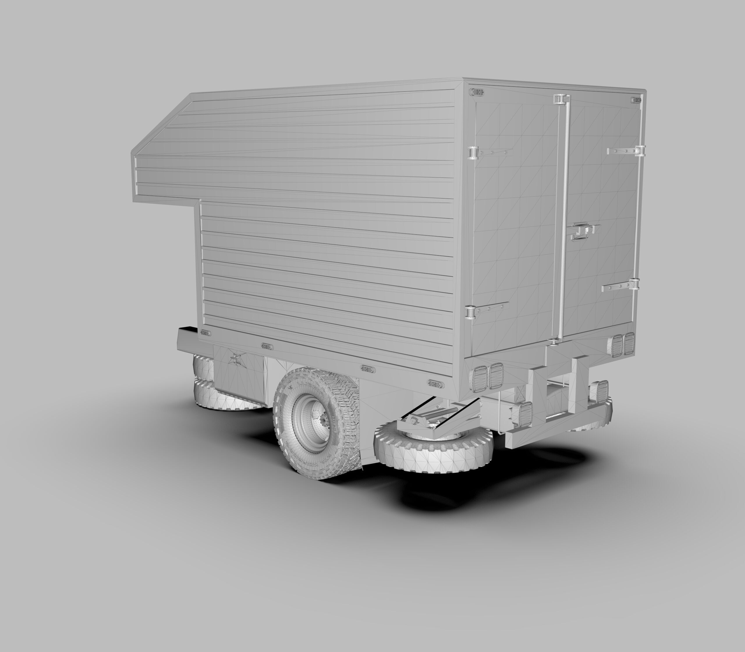 Aluminum Cargo Box Truck Low-poly 3D model_6