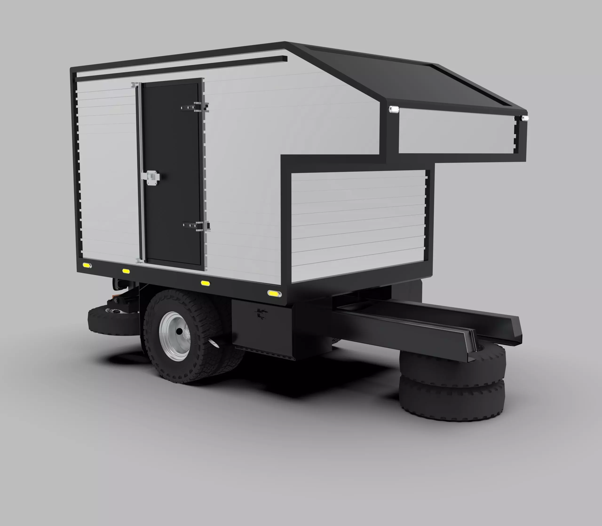 Aluminum Cargo Box Truck Low-poly 3D model_0