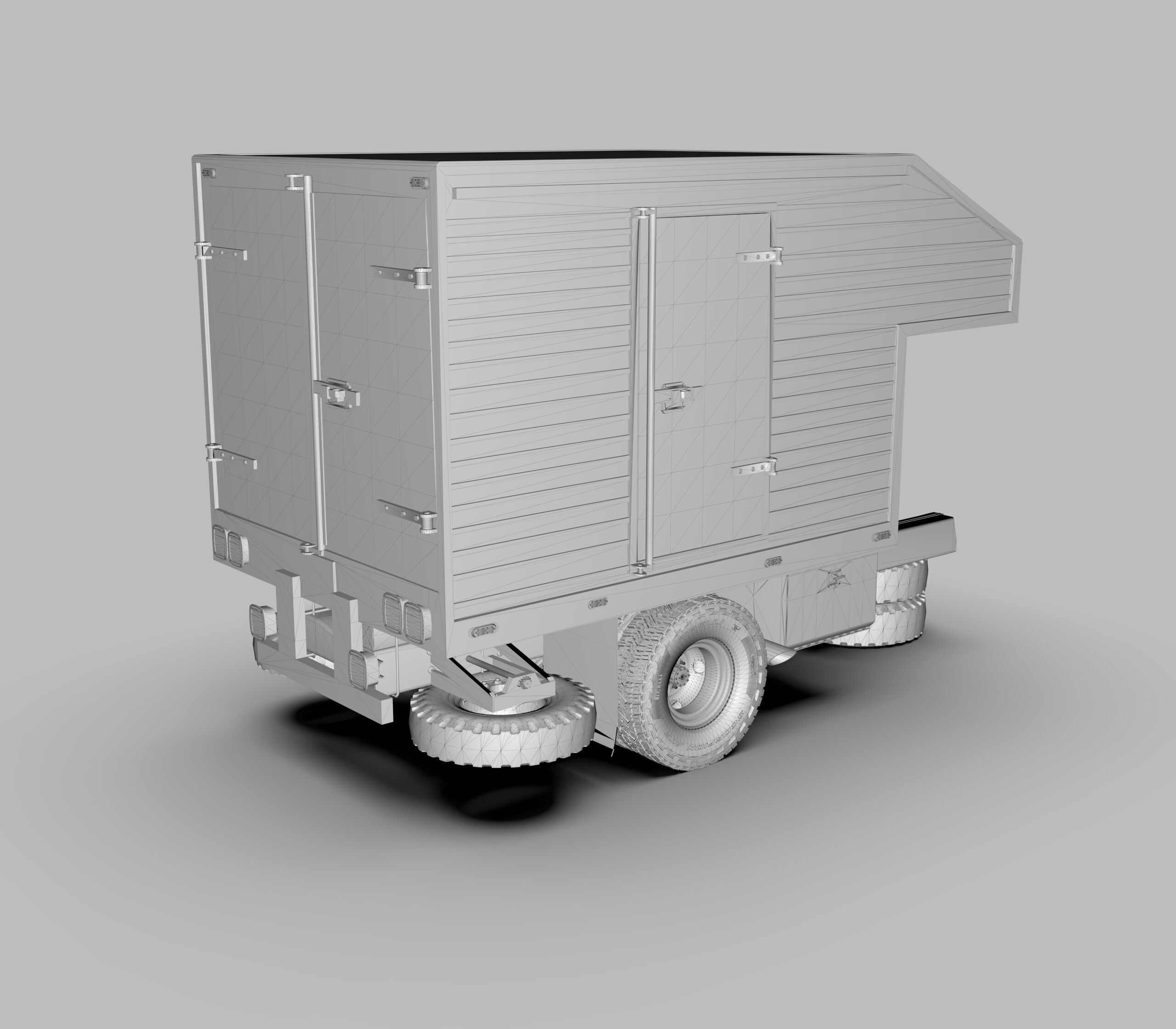 Aluminum Cargo Box Truck Low-poly 3D model_7