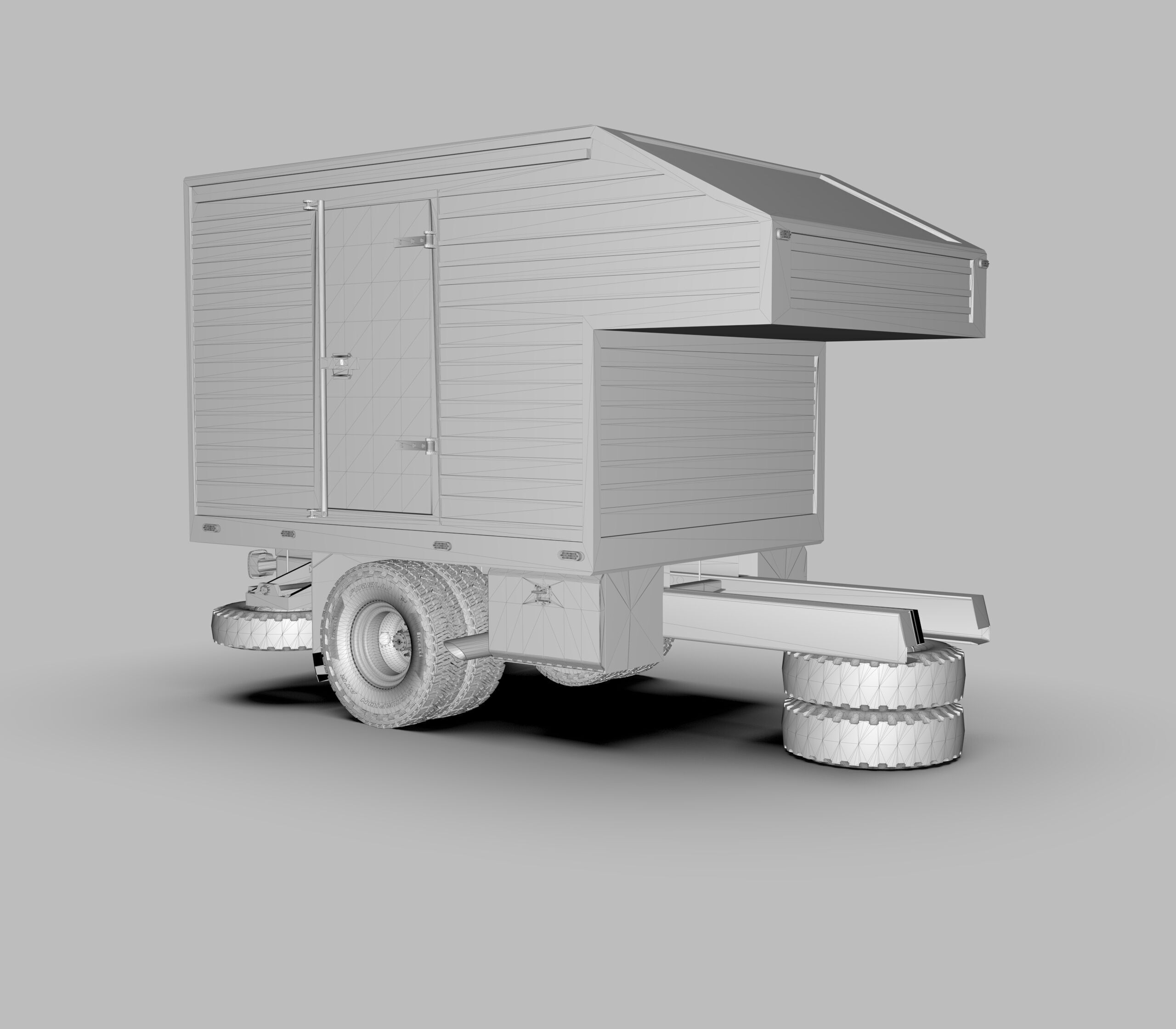 Aluminum Cargo Box Truck Low-poly 3D model_8