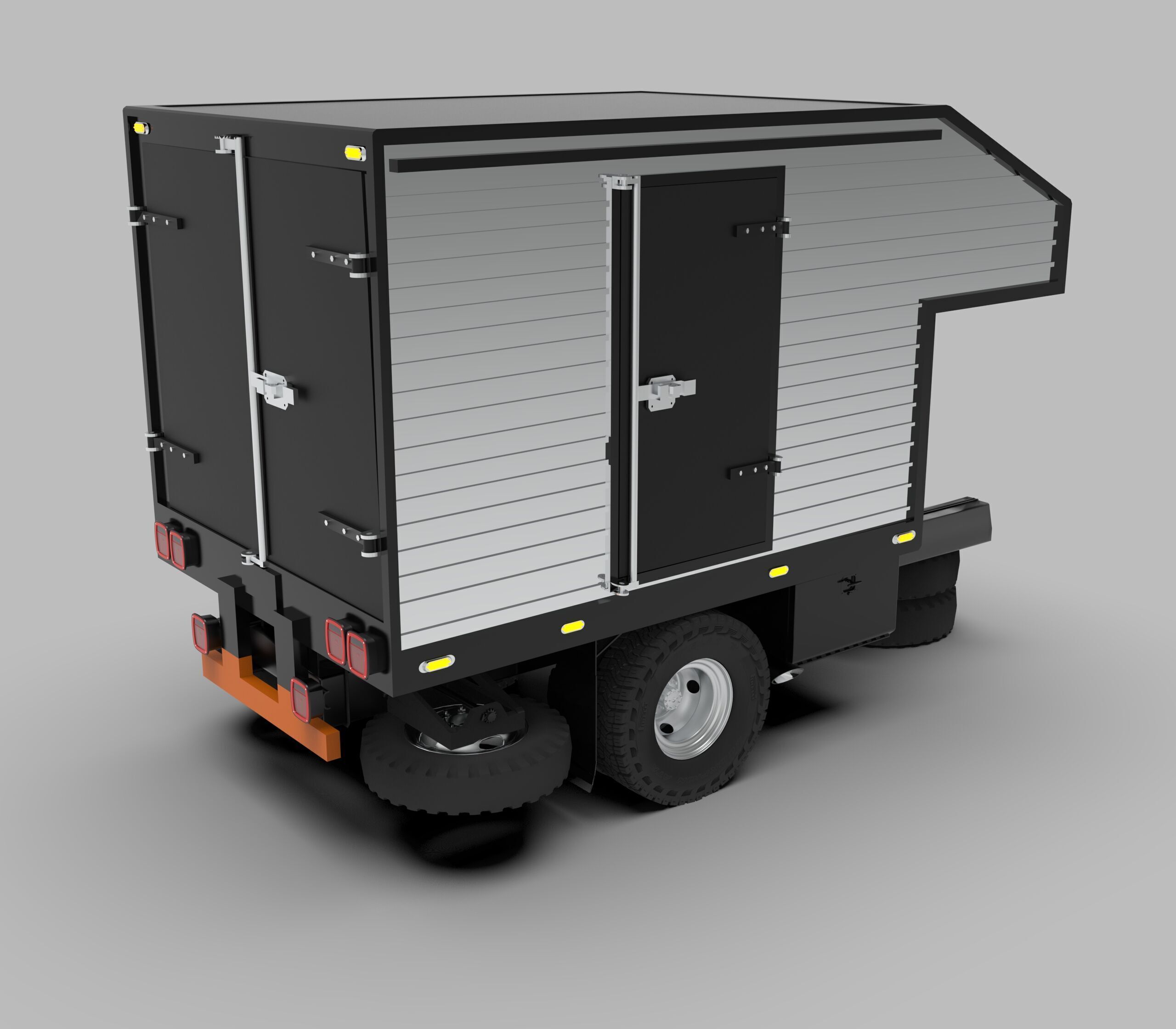Aluminum Cargo Box Truck Low-poly 3D model_3