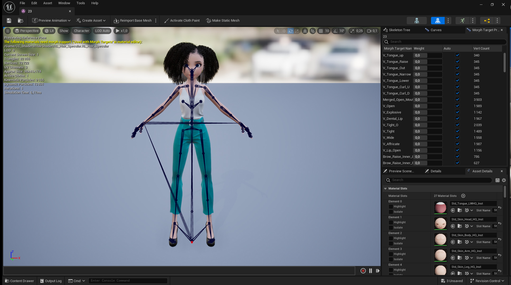 Natural Curly Hair Rigged Stylized 3D Female Expressive Low-poly 3D model_23