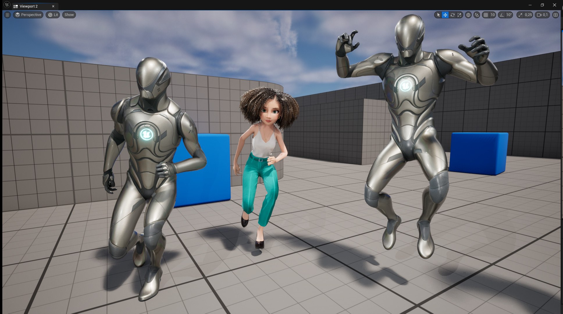 Natural Curly Hair Rigged Stylized 3D Female Expressive Low-poly 3D model_22