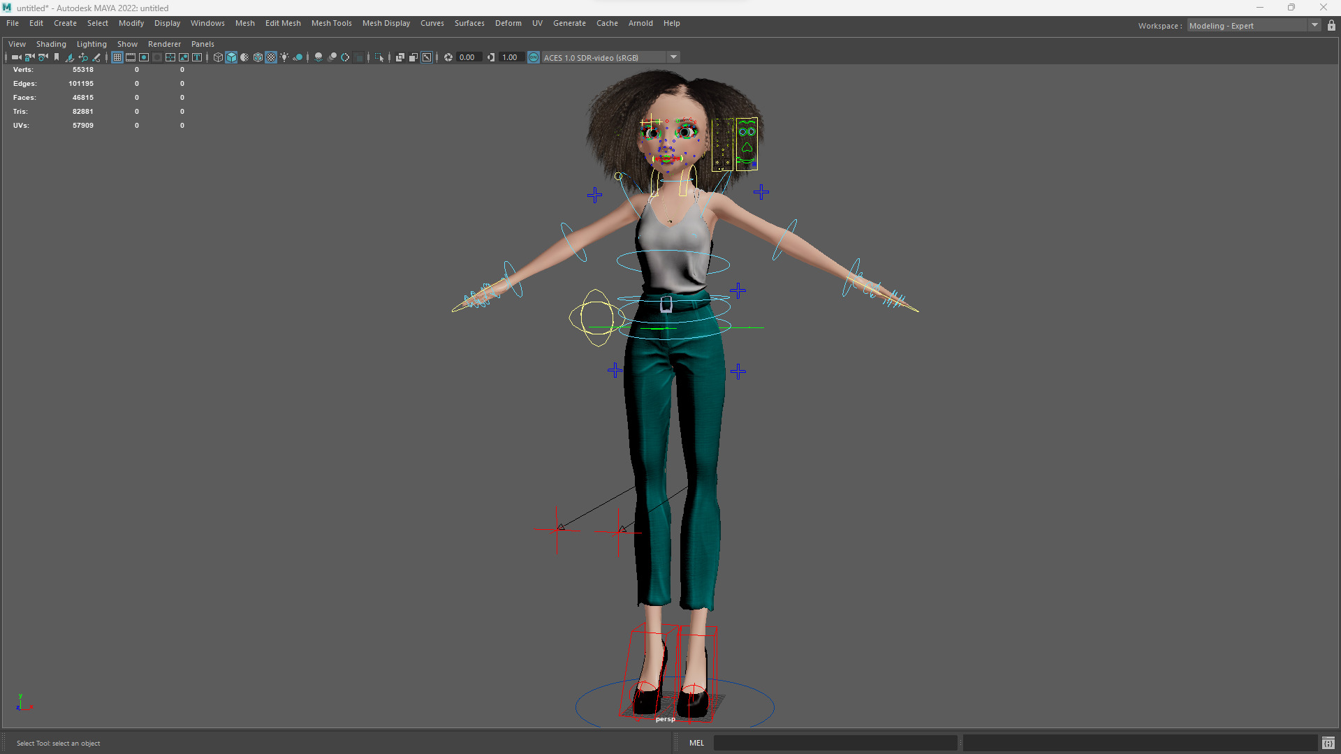 Natural Curly Hair Rigged Stylized 3D Female Expressive Low-poly 3D model_18