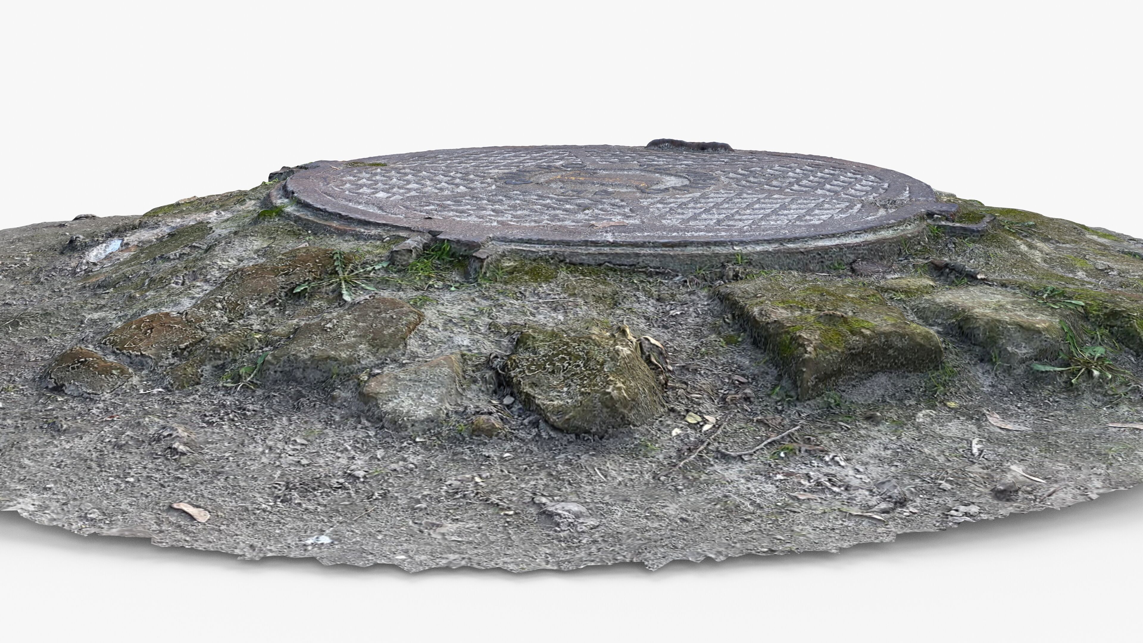 Photorealistic 3D scan of manhole Hatch cover Sewer Manhole Low-poly 3D model_6