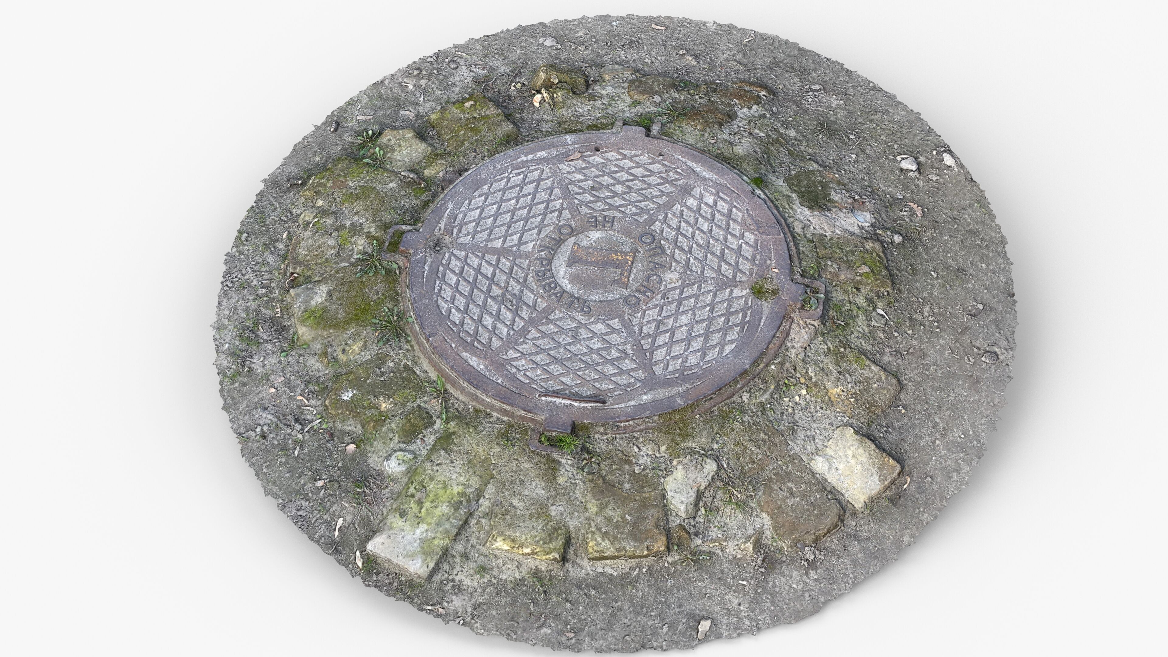 Photorealistic 3D scan of manhole Hatch cover Sewer Manhole Low-poly 3D model_3
