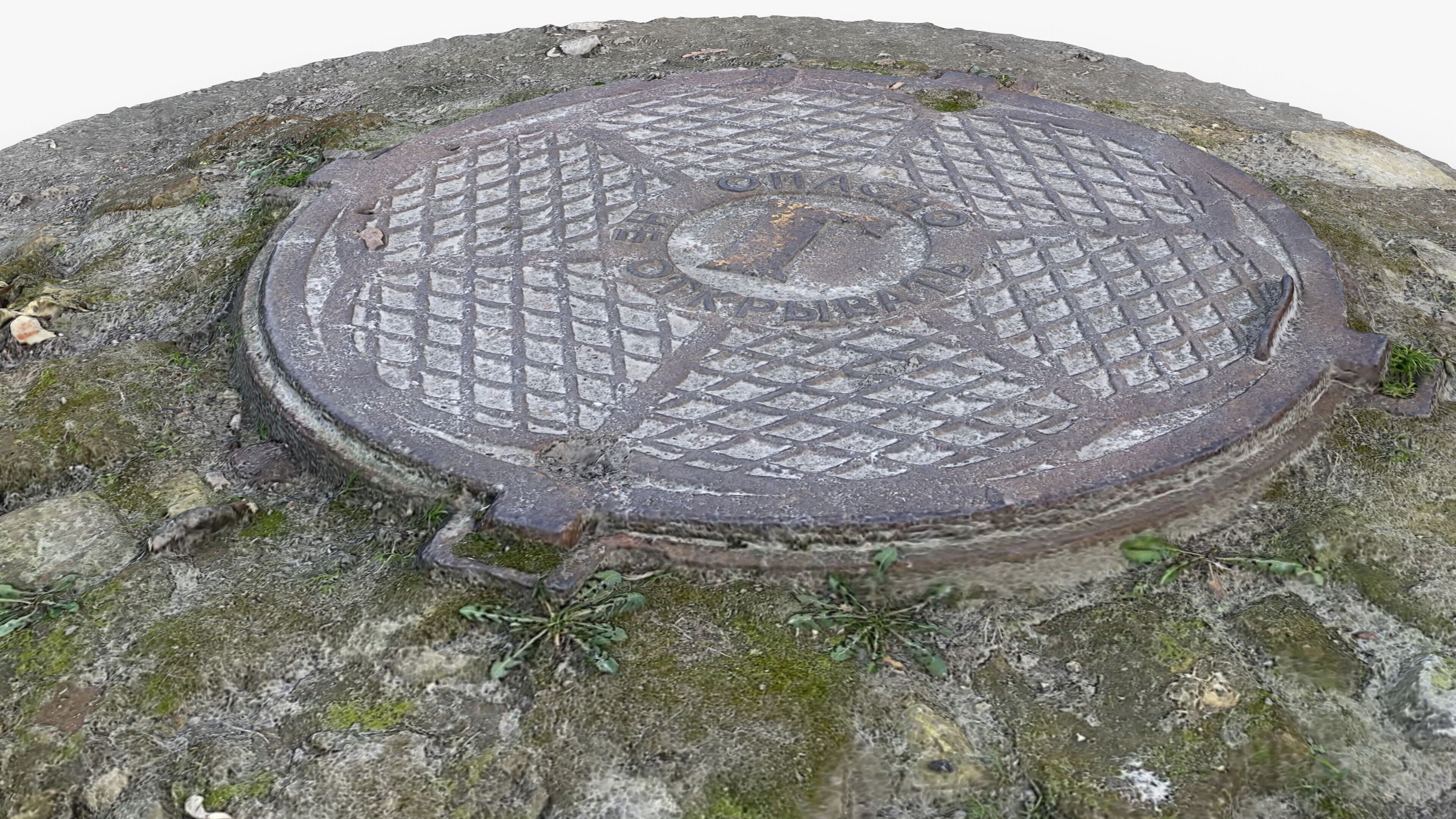 Photorealistic 3D scan of manhole Hatch cover Sewer Manhole Low-poly 3D model_13