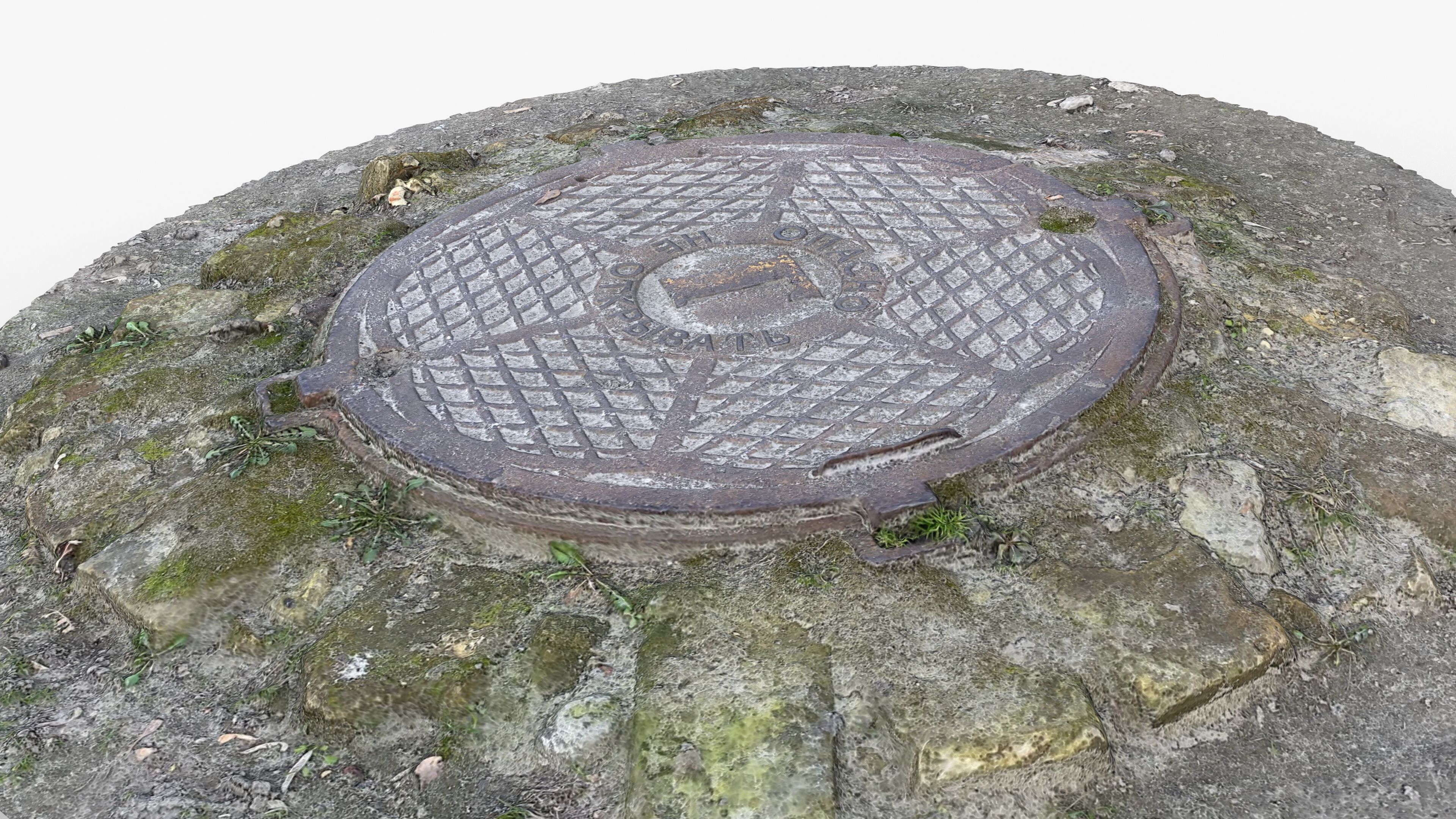 Photorealistic 3D scan of manhole Hatch cover Sewer Manhole Low-poly 3D model_10