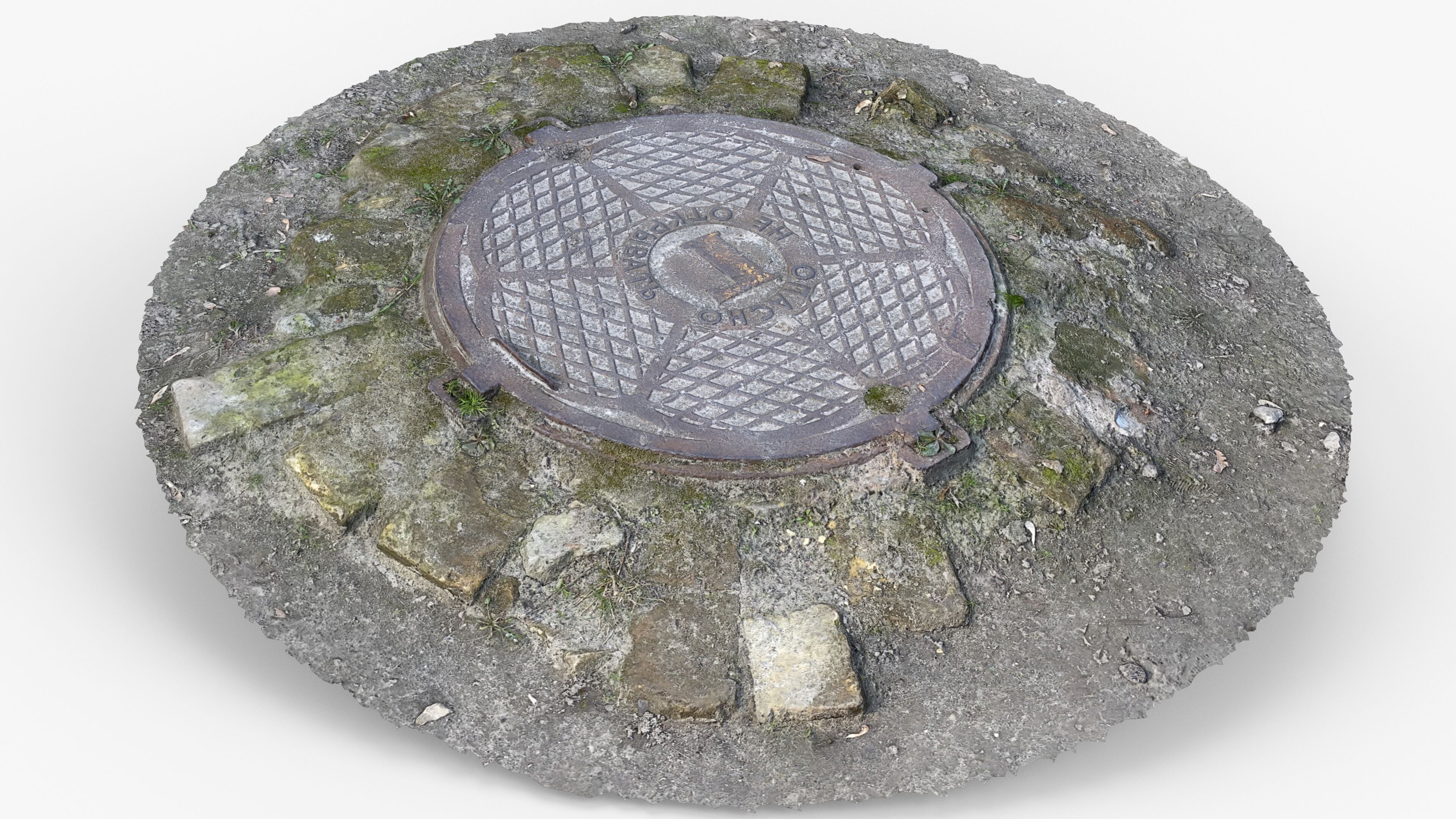 Photorealistic 3D scan of manhole Hatch cover Sewer Manhole Low-poly 3D model_11