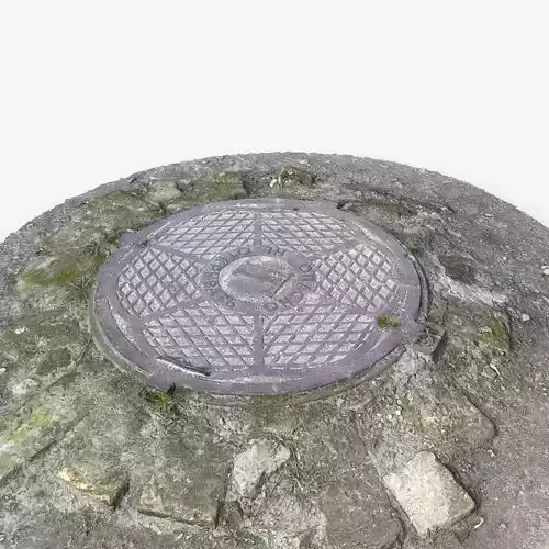 Photorealistic 3D scan of manhole Hatch cover Sewer Manhole